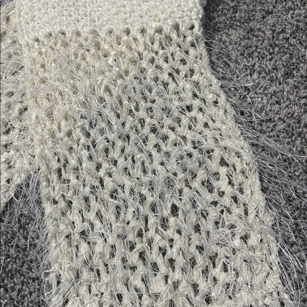 Like New Hand Crafted Knitted Scarf Ivory
